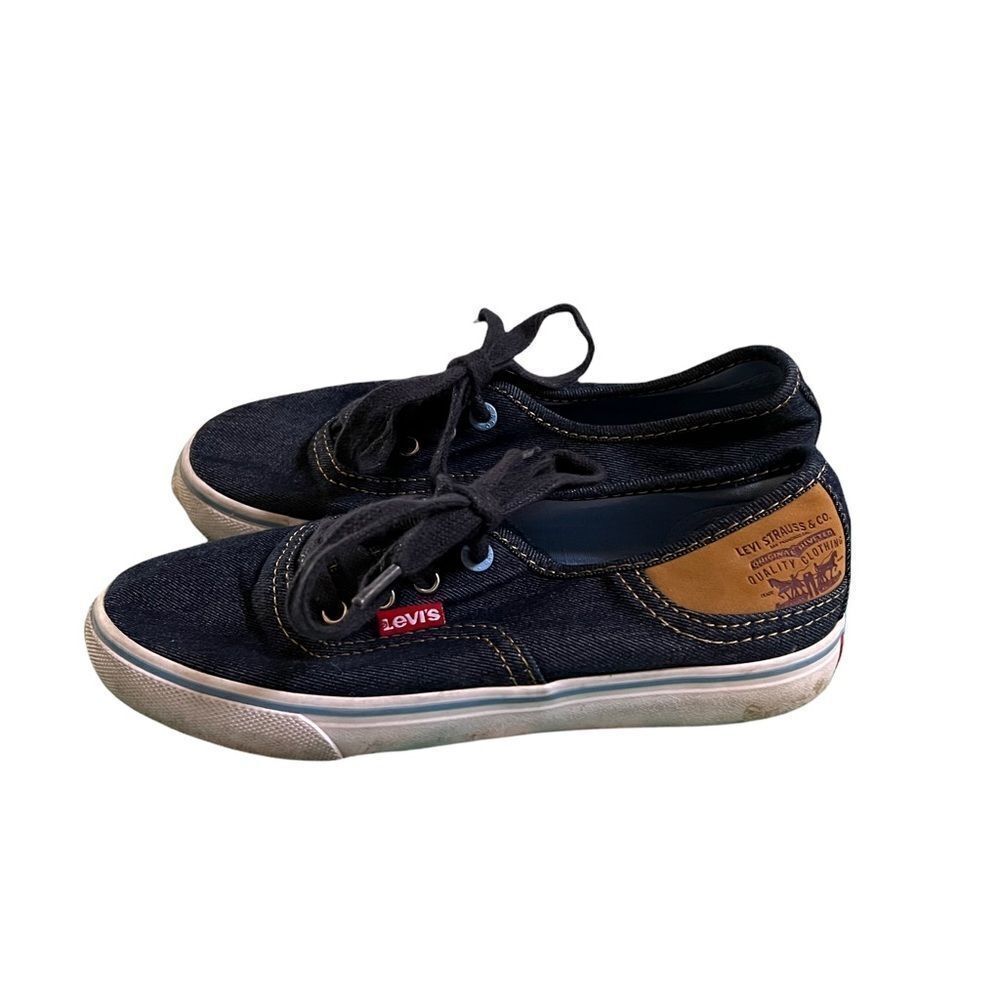 Levi's Youth‎ Size 2 Dark Wash Denim Blue Low Top Casual Sneakers